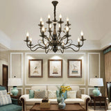 Vintage Candle Chandelier Dimmable Metal for Living Room