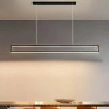 Minimalist Long Rectangular Pendant Light Metal Dimmable for Dining Room