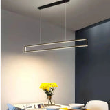 Minimalist Long Rectangular Pendant Light Metal Dimmable for Dining Room