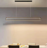 Minimalist Long Rectangular Pendant Light Metal Dimmable for Dining Room