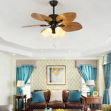 Silent Palm Leaf Ceiling Light for Living Room With Fan