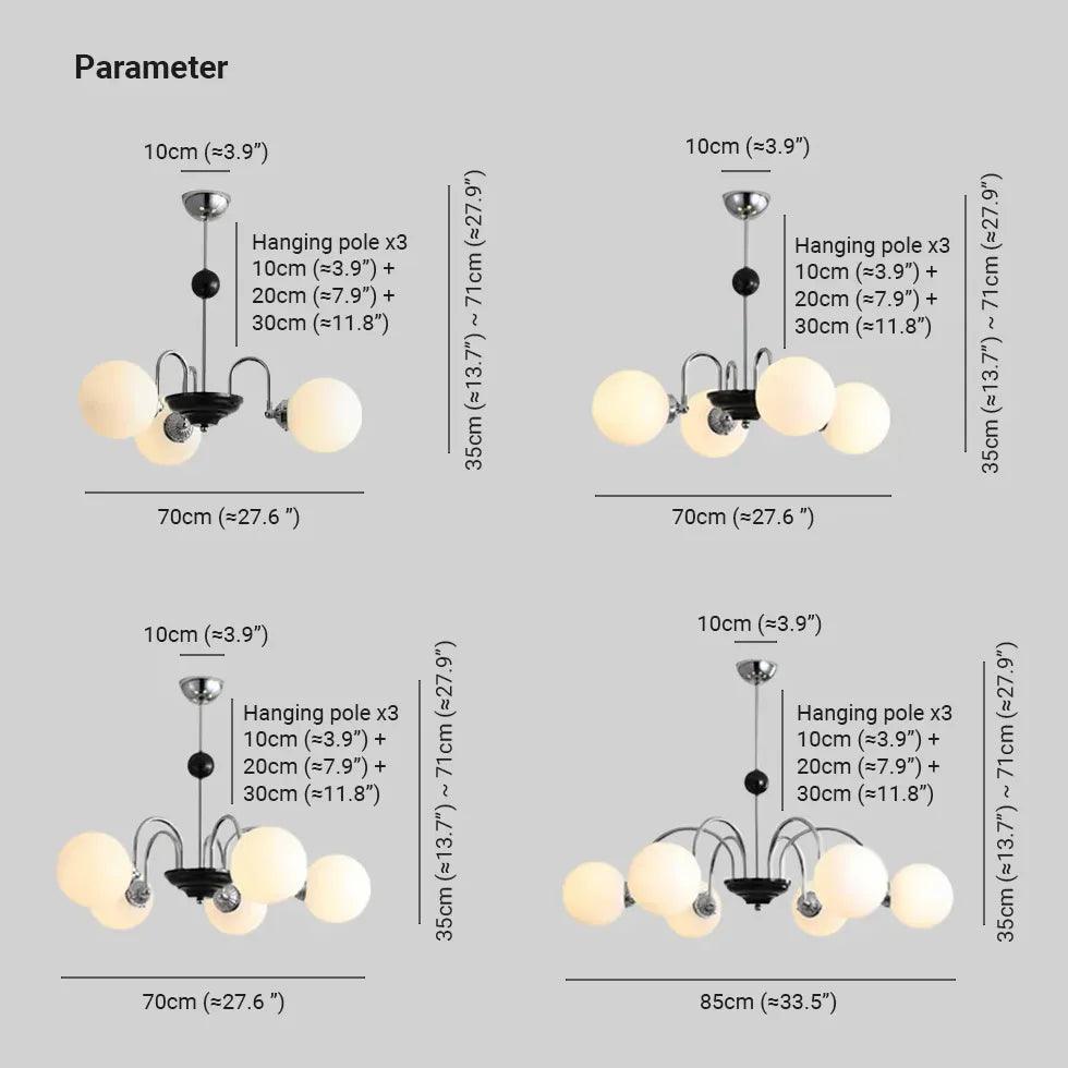 Adjustable White Glass Modern Chandelier - Clowas