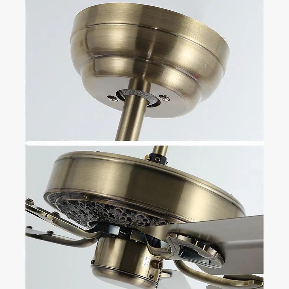 Zipper Style Five-Blade Brass Industrial Ceiling Fan - Clowas