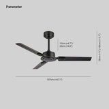 Black Three-Blade Industrial Dining Ceiling Fan - Clowas