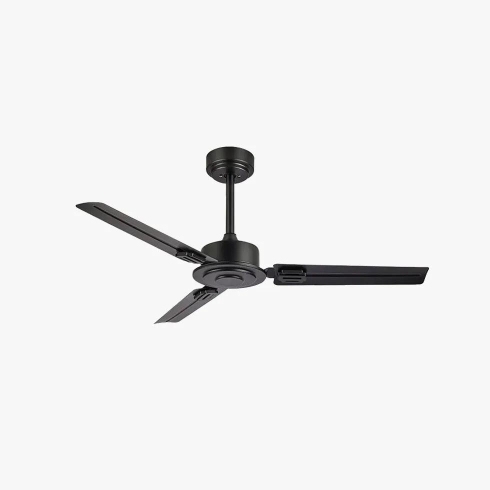 Black Three-Blade Industrial Dining Ceiling Fan - Clowas