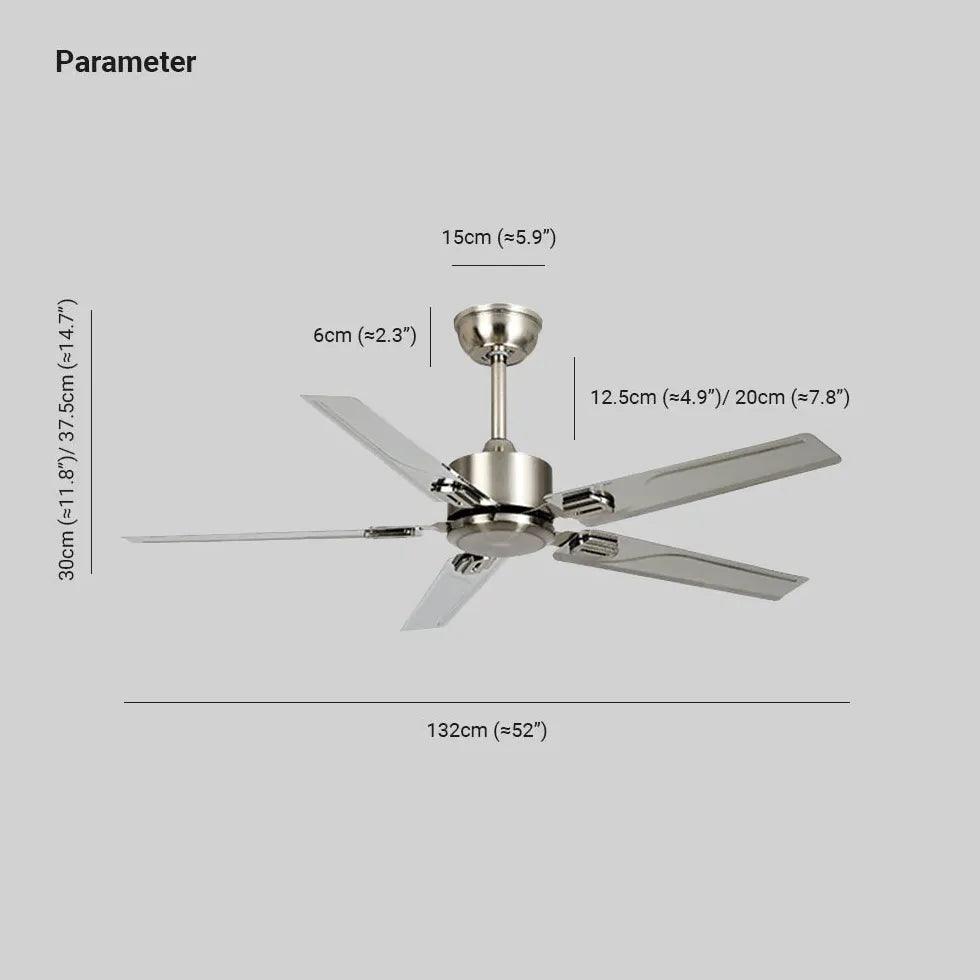 Silver Five-Blade Metallic Industrial Ceiling Fan - Clowas