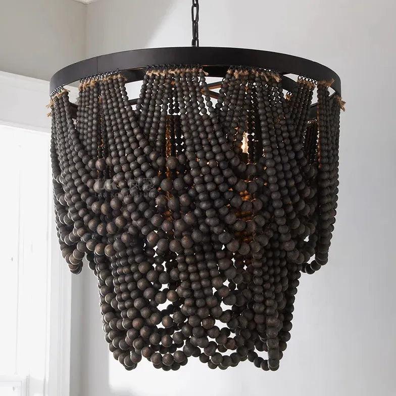 Multi-Layer Beaded Design Wooden Chandelier - Clowas