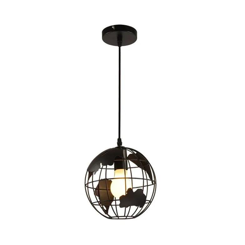 Globe-Shaped Black Frame Dining Room Pendant Light - Clowas