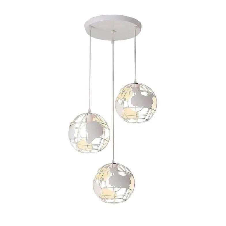 Globe-Shaped Black Frame Dining Room Pendant Light - Clowas