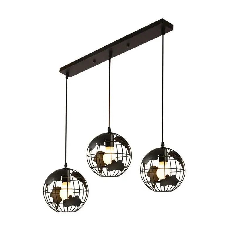 Globe-Shaped Black Frame Dining Room Pendant Light - Clowas