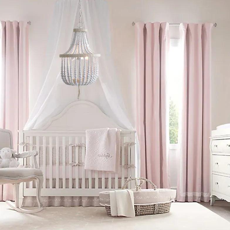 White Wooden LED Bedroom Chandelier - Clowas