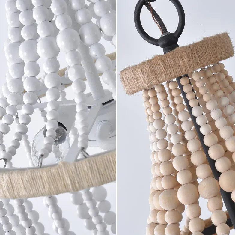 White Wooden LED Bedroom Chandelier - Clowas