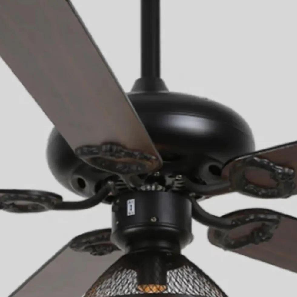 Black Metal Shade Vintage Industrial Ceiling Fan Light - Clowas