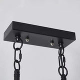 Rectangular Wooden Frame Metal Rod Dining Pendant Light - Clowas