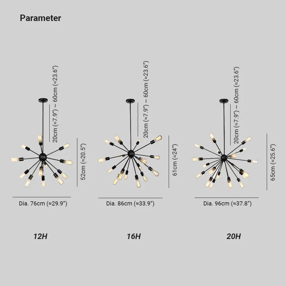 Star-Shaped Design Black Metal Industrial Pendant Light - Clowas