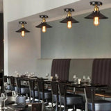 Black Conical Metal Shade Industrial Ceiling Light - Clowas