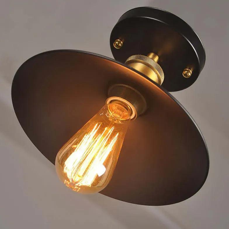 Black Conical Metal Shade Industrial Ceiling Light - Clowas