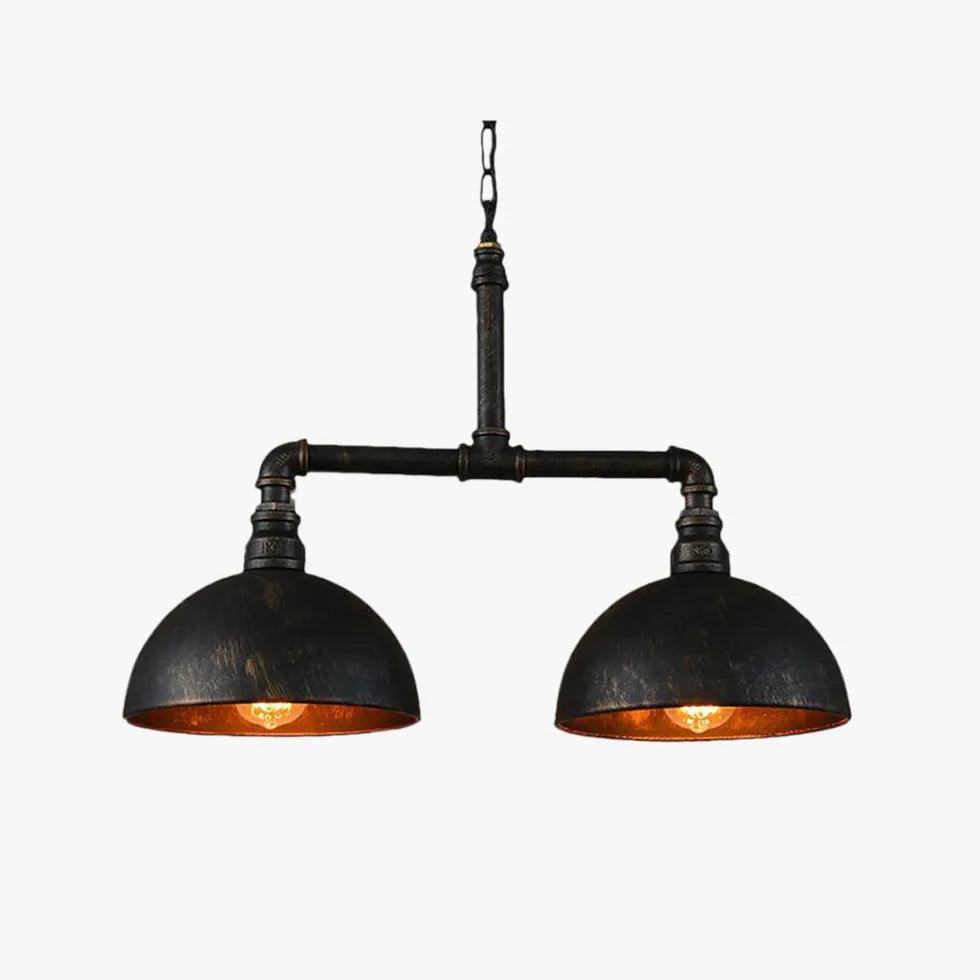 Black Metal Dual-Shade Industrial Pendant Light - Clowas