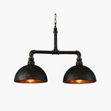 Black Metal Dual-Shade Industrial Pendant Light - Clowas