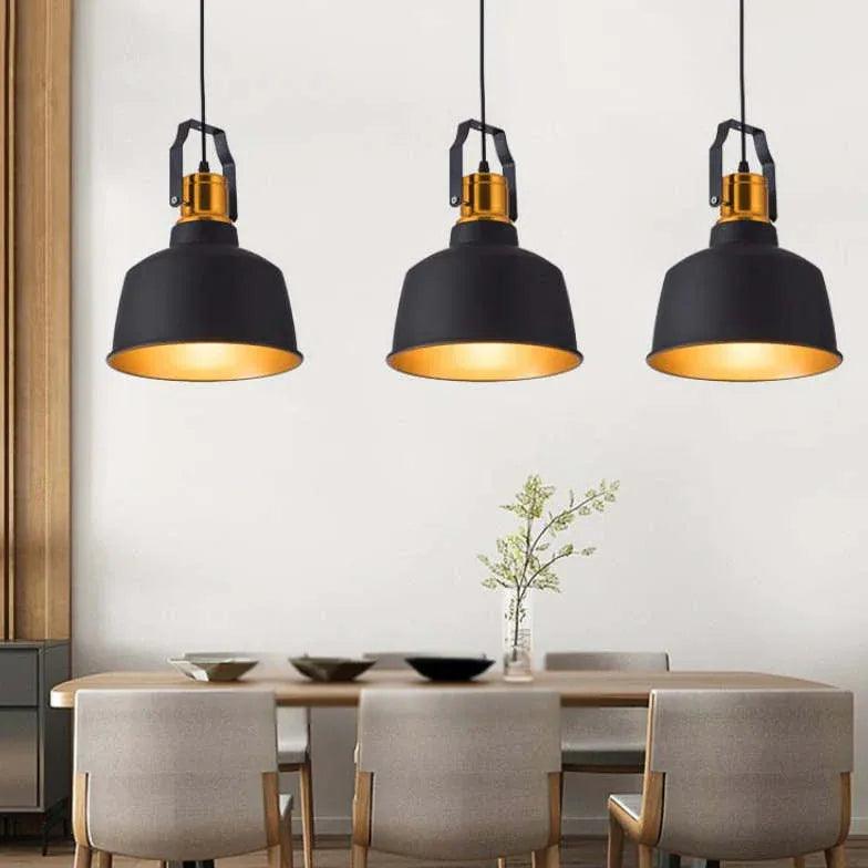 Black Shade with Gold Interior Industrial Pendant Light - Clowas