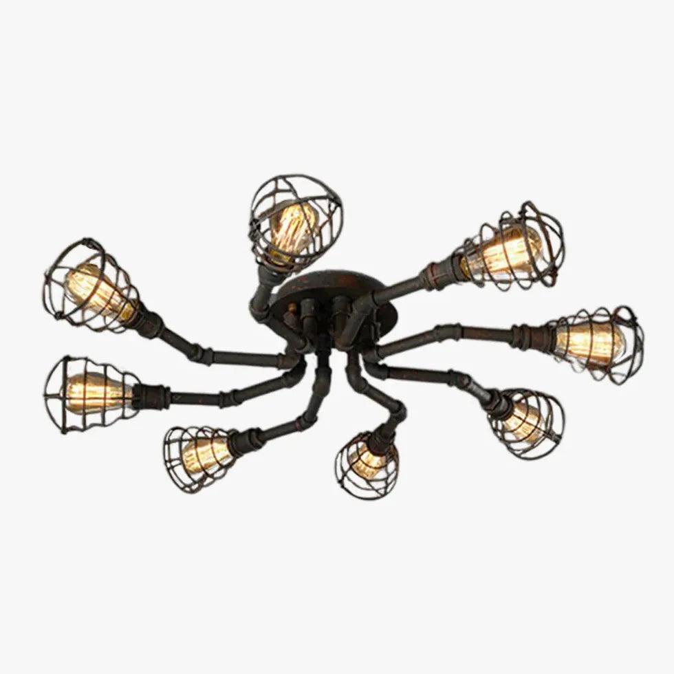 Antique Copper Metal Grid Industrial Ceiling Light - Clowas