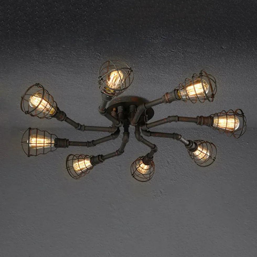 Antique Copper Metal Grid Industrial Ceiling Light - Clowas