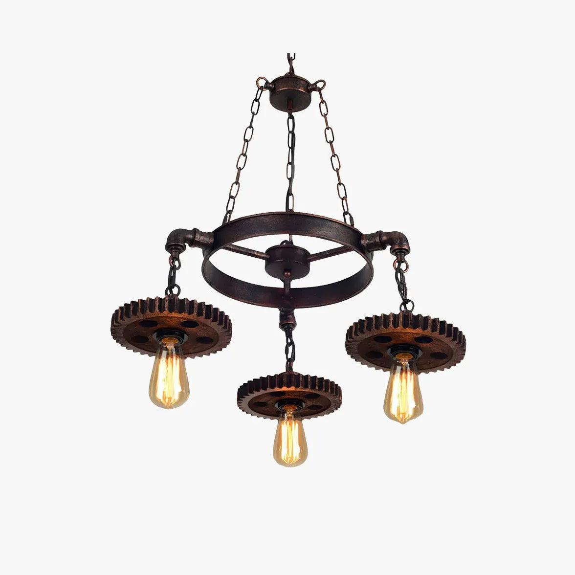 Gear Shaped Antique Bronze Industrial Pendant Light - Clowas