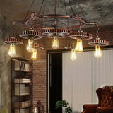 Gear Shaped Antique Bronze Industrial Pendant Light - Clowas