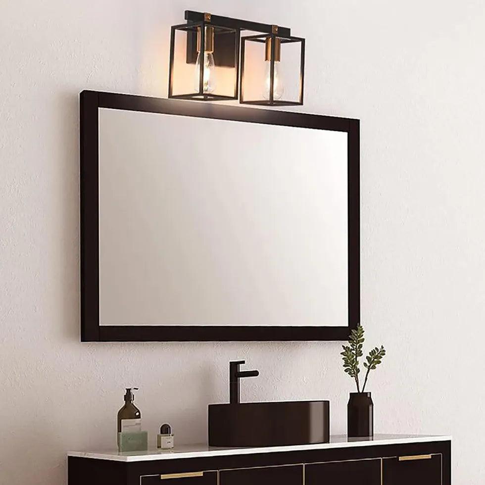 Lantern Black Industrial Bathroom Wall Lights - Clowas