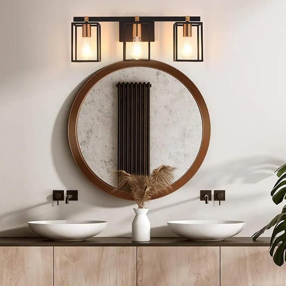 Lantern Black Industrial Bathroom Wall Lights - Clowas