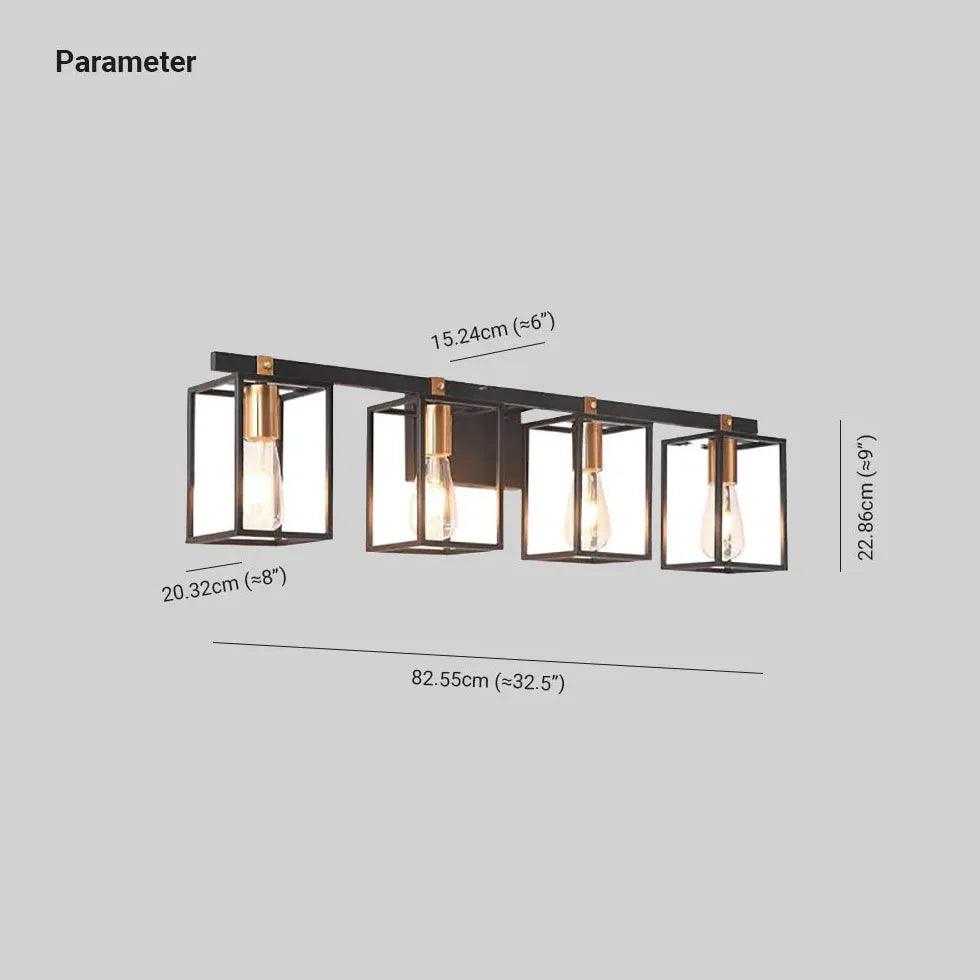 Lantern Black Industrial Bathroom Wall Lights - Clowas