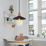 Black Metal Shade Hanging Industrial Pendant Light - Clowas
