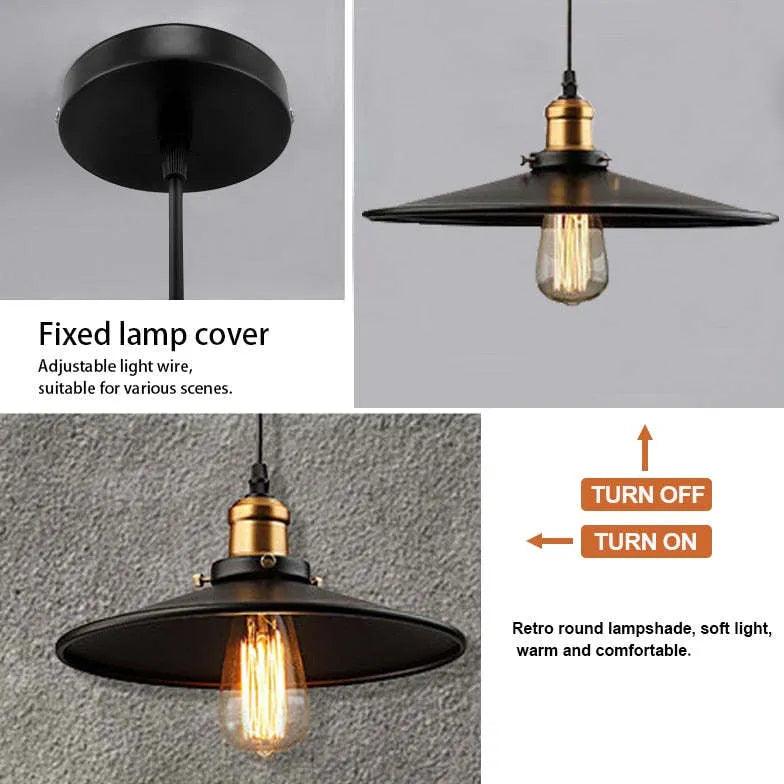 Black Metal Shade Hanging Industrial Pendant Light - Clowas