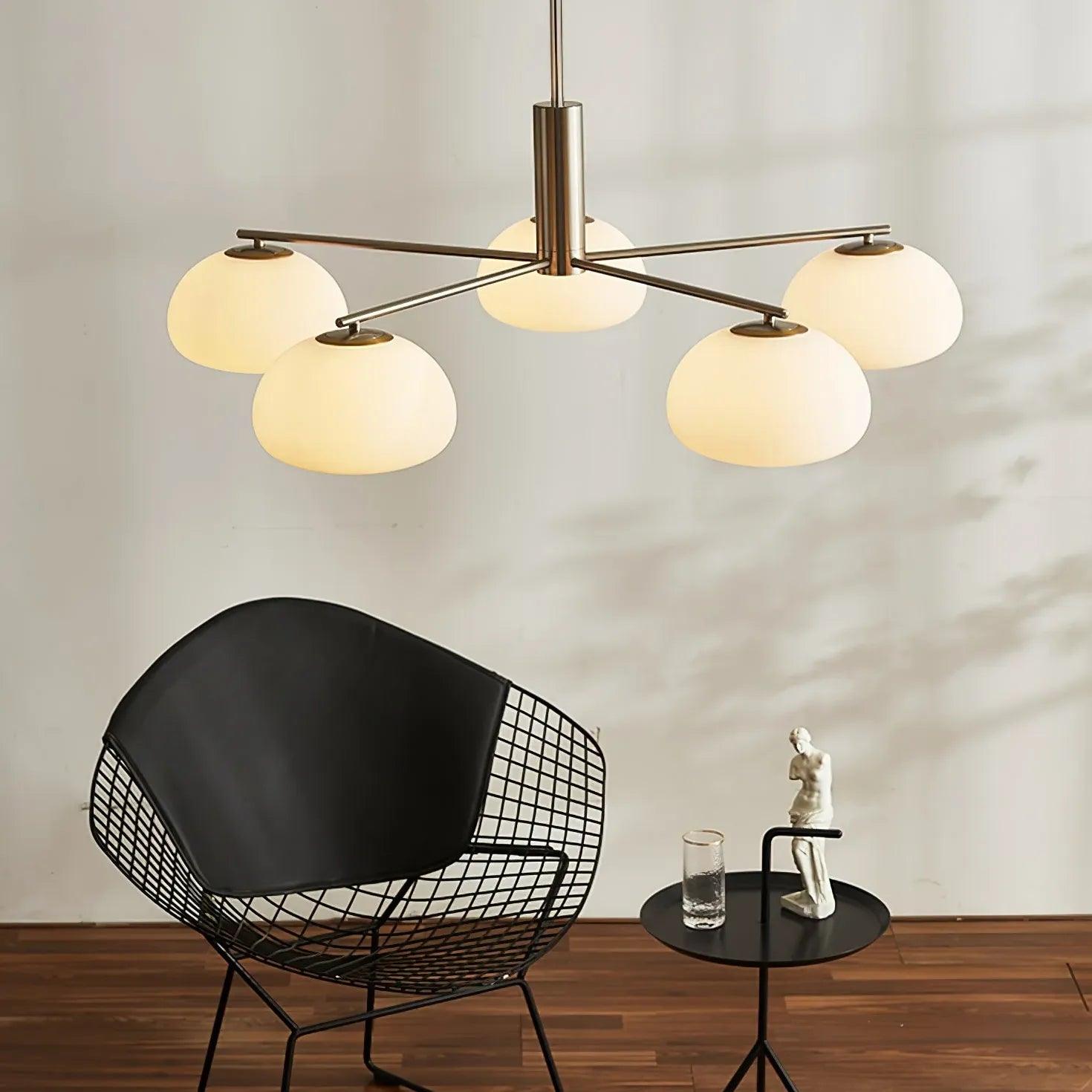 Frosted Glass Shade Modern White Chandelier - Clowas