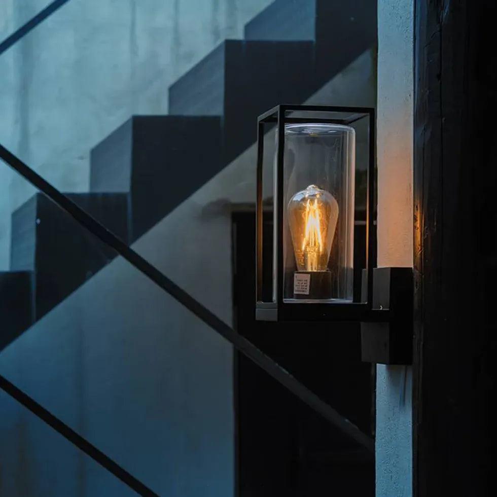 Black Rectangular Frame Outdoor Wall Light - Clowas