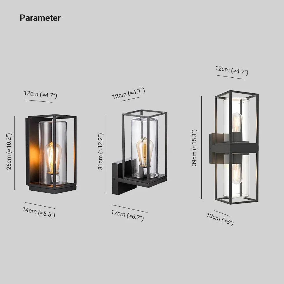Black Rectangular Frame Outdoor Wall Light - Clowas