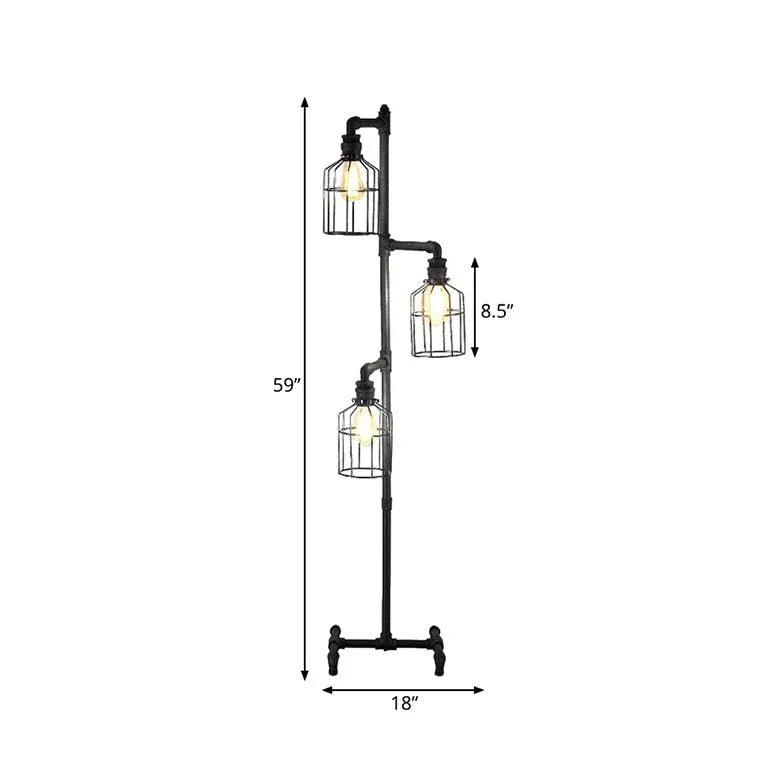 Three-Tier Lantern Design Industrial Floor Lamp - Clowas