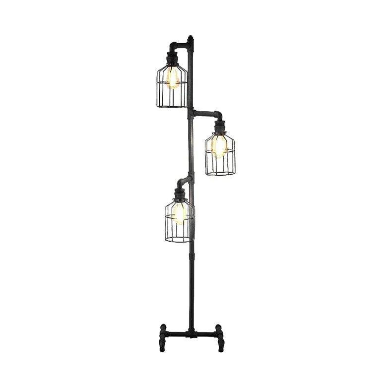 Three-Tier Lantern Design Industrial Floor Lamp - Clowas