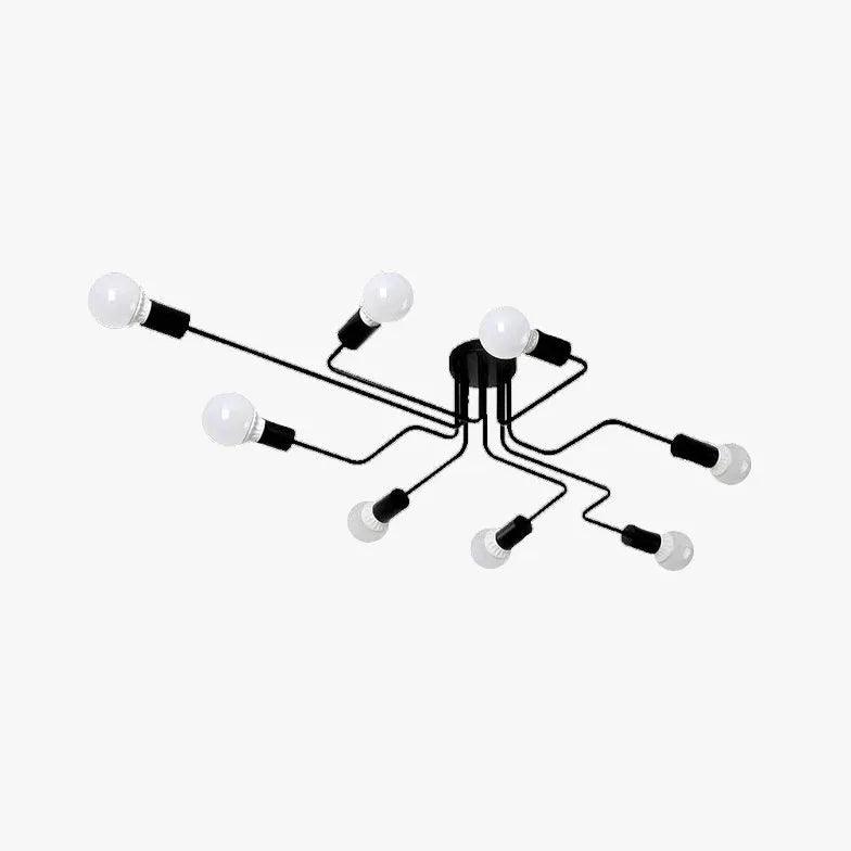Multi-Light Branch Design Black Metal Ceiling Light - Clowas