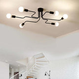Multi-Light Branch Design Black Metal Ceiling Light - Clowas