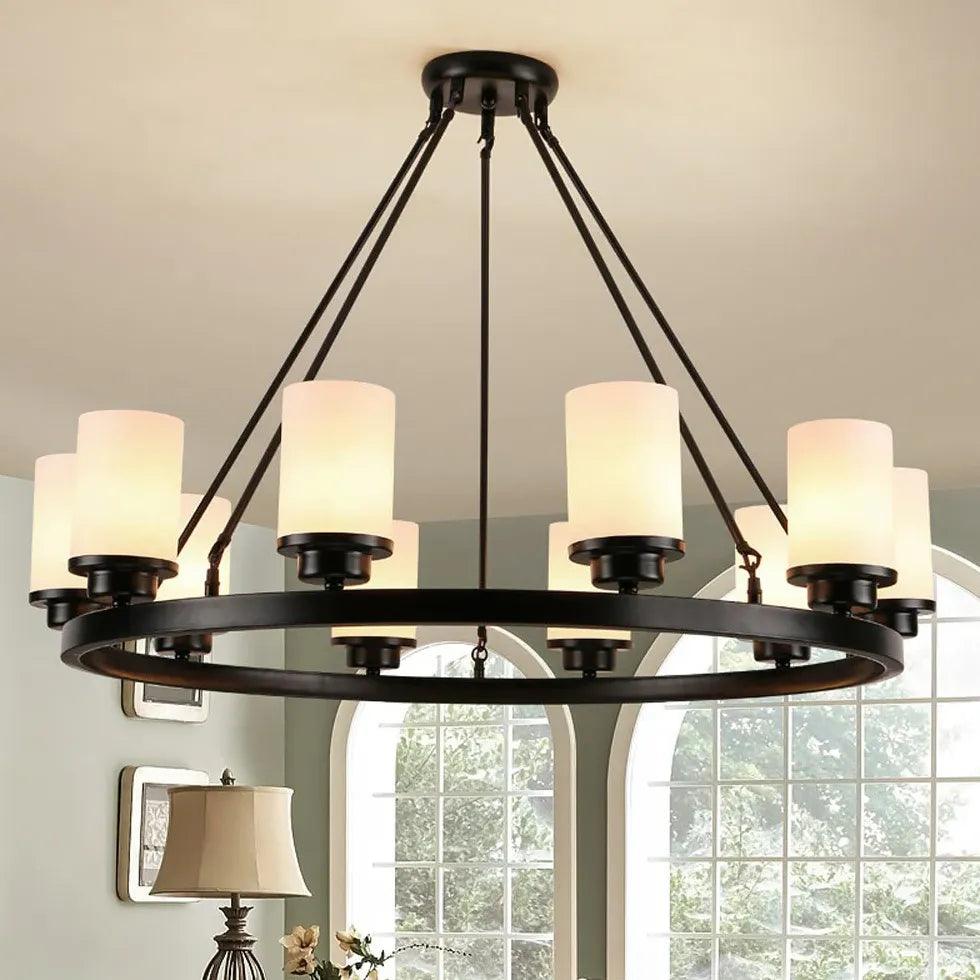 Multi-Light Glass Shades Black Pendant Light - Clowas
