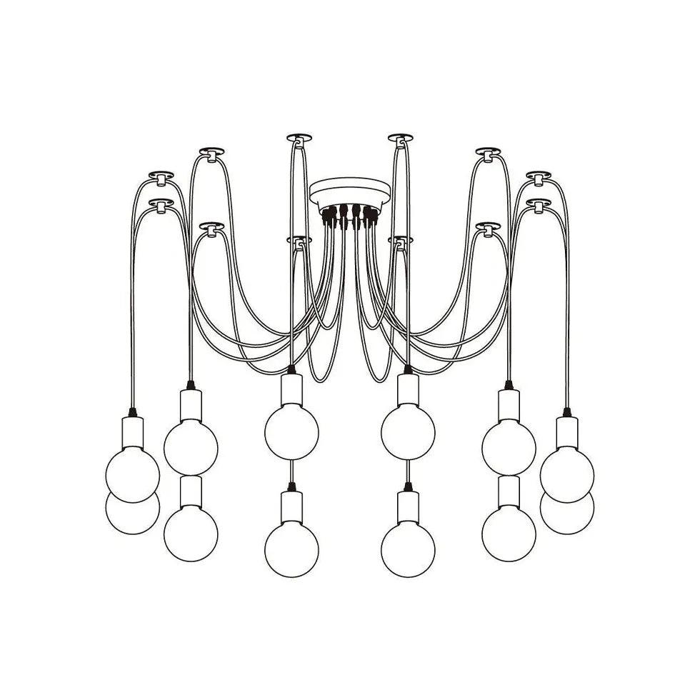 Multi-Light Spider Web Black LED Chandelier - Clowas