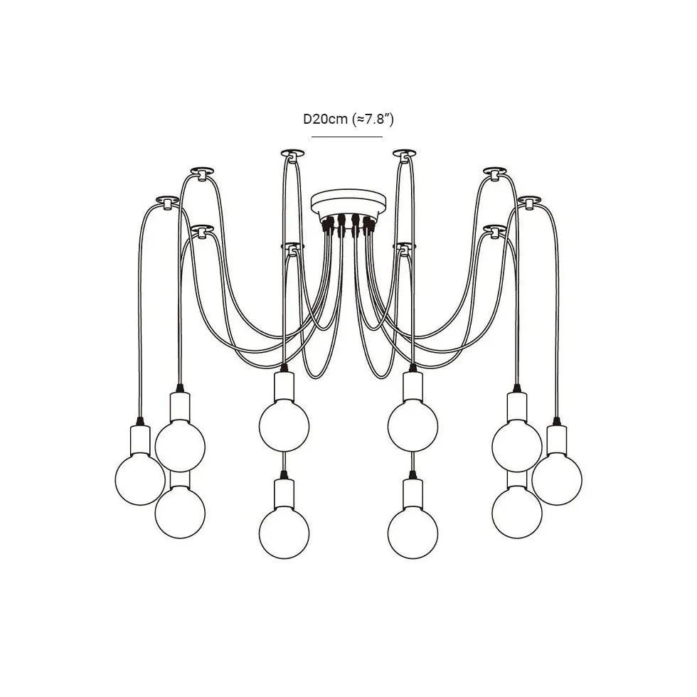 Multi-Light Spider Web Black LED Chandelier - Clowas