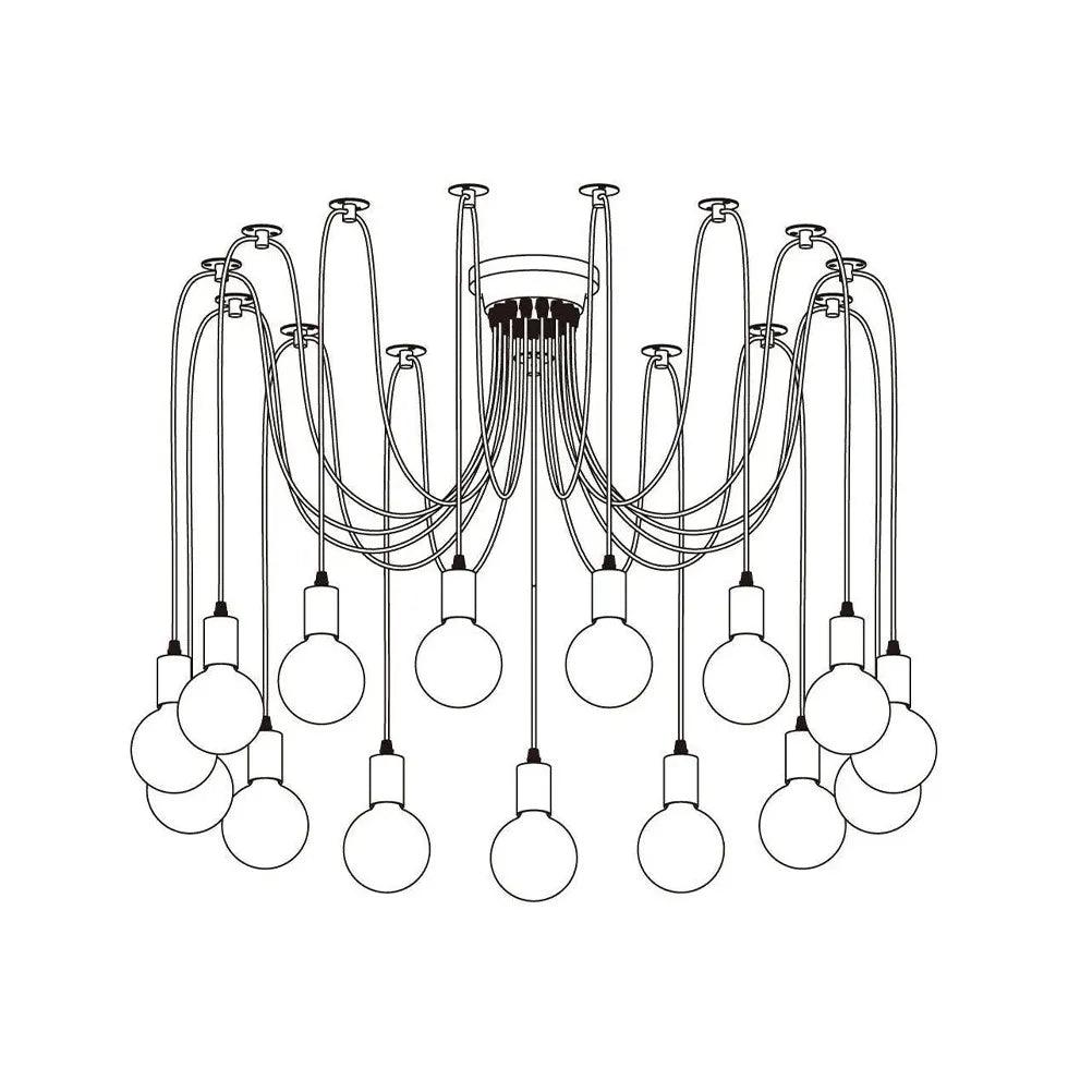 Multi-Light Spider Web Black LED Chandelier - Clowas
