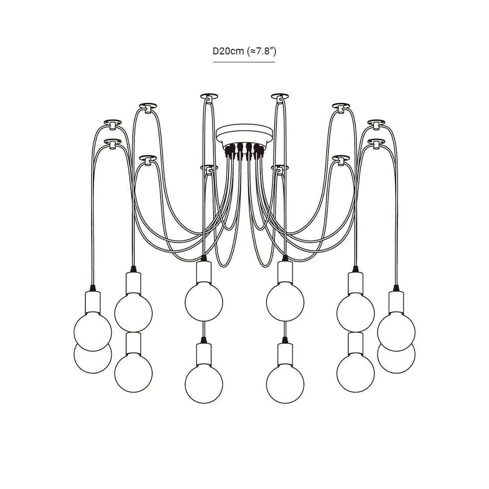 Multi-Light Spider Web Black LED Chandelier - Clowas