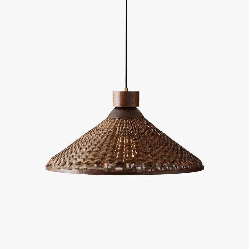 Woven Rattan Cone Shade Vintage LED Pendant Light - Clowas