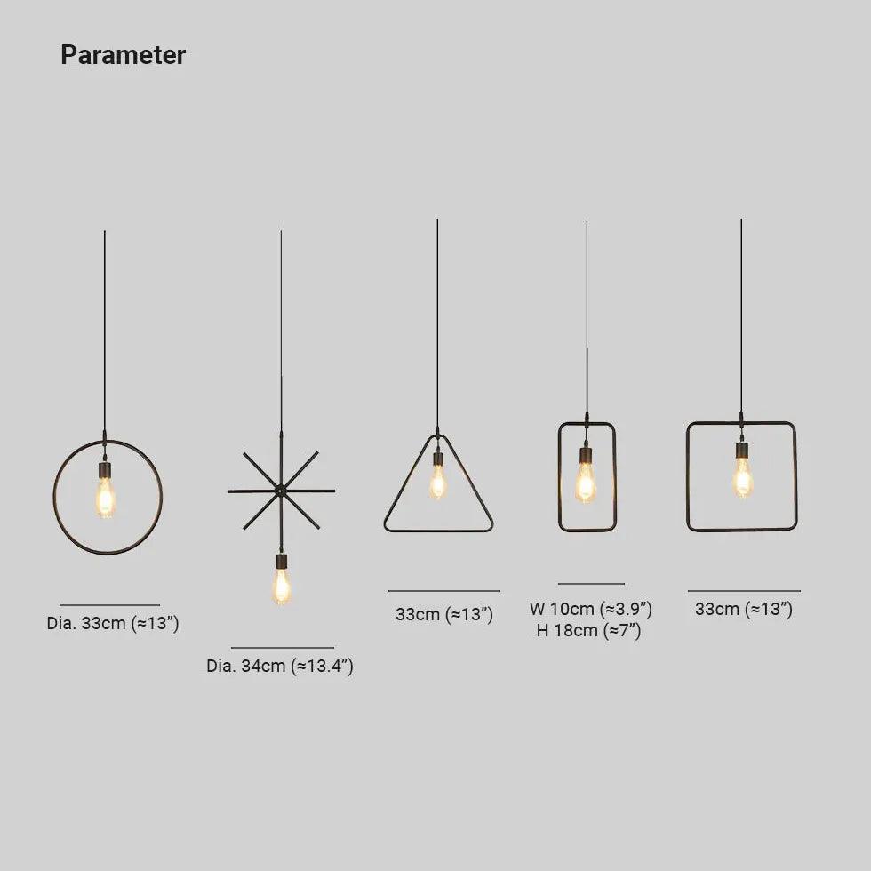 Rope Geometric Frame Black Industrial Pendant Light - Clowas