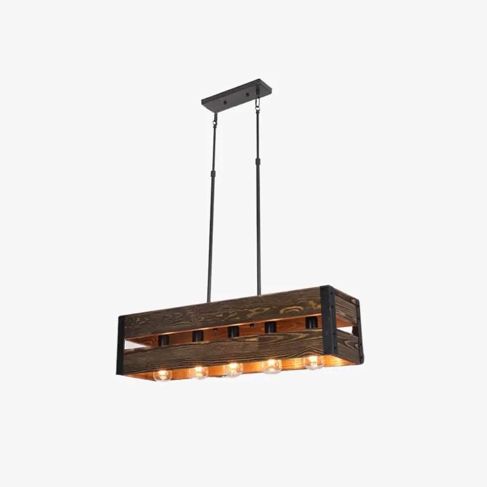 Rectangular Wooden Frame Vintage Dining Pendant Light - Clowas
