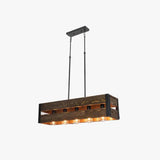 Rectangular Wooden Frame Vintage Dining Pendant Light - Clowas