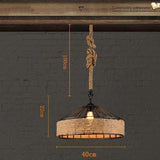 Jute Rope Metal Shade Industrial Kitchen Pendant Light - Clowas